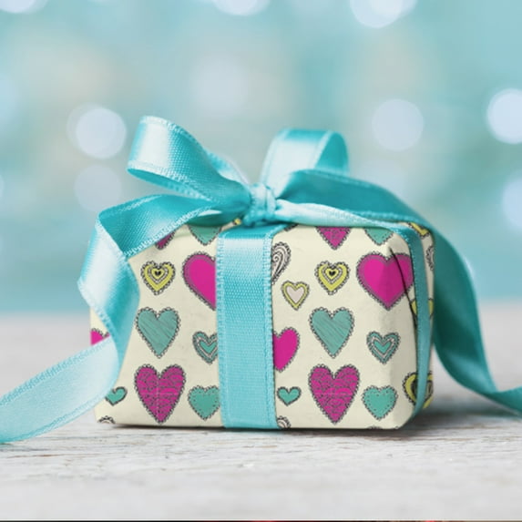 SeekLGT Pink Love Heart Wrapping Paper Roll Romantic All Occasion Gift Wrap for Valentine's Day Mother's Day Birthday Wedding