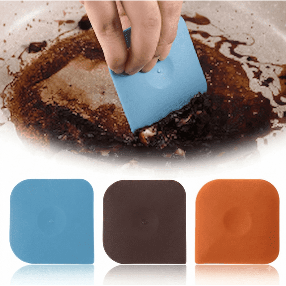 SeekLGT Plastic Scraper Tool Pan Scraper Non Scratch Food Scraper Cast Iron Skillet Cleaner Pot Scraper Dish Scraper Tool for Cleaning Grease Kitchen Cookware, 1 pc
