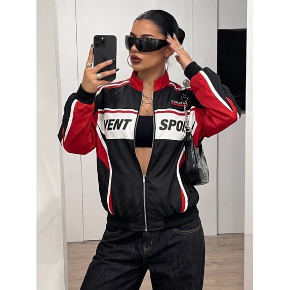 SeekLGT Race Car Driver Jacket, Red Black and White Racing Jacket with ...
