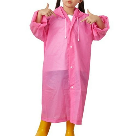 SeekLGT Rain Poncho Reusable Waterproof Hooded Raincoat for Boys and Girls Lightweight Portable Emergency Rain Jacket for School Outdoor Activities Navy Blue 1PC