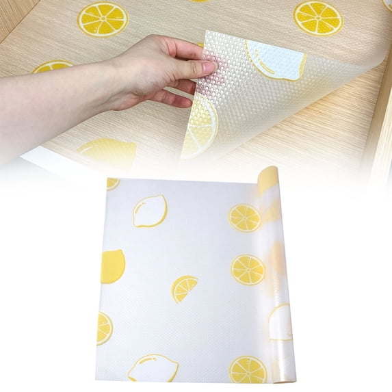 SeekLGT Refrigerator Liners Washable Lemon Fridge Shelf Mats Oil Proof Drawer Liner for Kitchen Cabinets 18 x 118 Inch 1 Roll