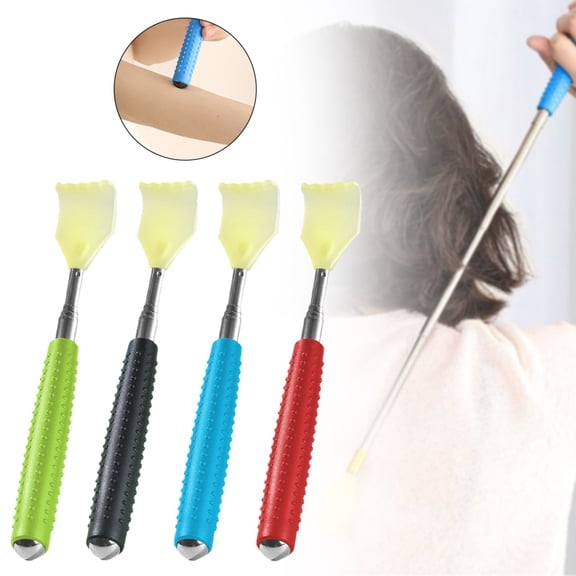 SeekLGT Retractable Back Scratcher with Roller Massager Stainless Steel Extendable Backscratcher Massage Tool Life Helper Green 1PC