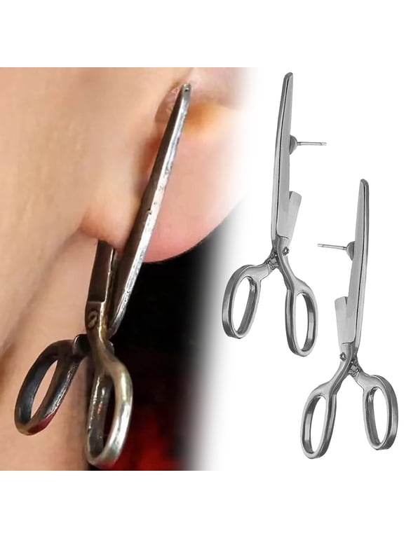 Scissors Earrings Novelty Gothic Stud Earrings Weird Jewelry Unique Halloween Costume Accessories for Women, 1 Pair