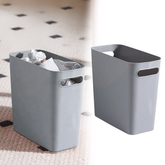 SeekLGT Slim Trash Can Plastic Wastebasket Small Bathroom Trash Can Space Saving Rectangular Bin for Kitchen Office Dorm Hotel Room Black