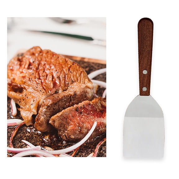SeekLGT Small Metal Spatula Stainless Steel Spatula with Wooden Handle Mini Turner Scraper for Kitchen Cooking Baking and Food Serving 1 Pack