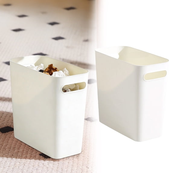 SeekLGT Small Trash Can Slim Plastic Wastebasket Bathroom Trash Can Durable Plastic Rectangular Design for Kitchen Office Hotel Room Black