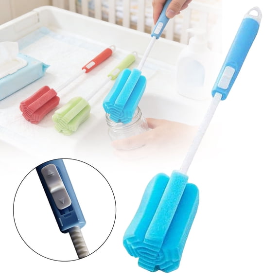 SeekLGT Soft Bottle Brush, Scratch Free Sponge Bottle Brush with Long Handle for Water Bottles and Tumblers, Durable Sponge on a Stick for Glassware, 11.6in, 1-Piece