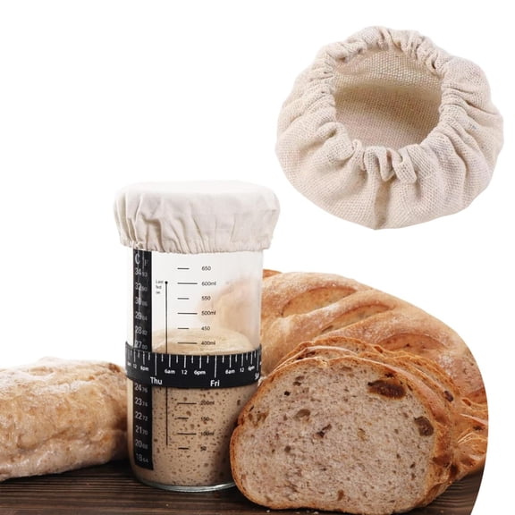 SeekLGT Sourdough Starter Cover Fermentation Cloth Lid Jar Covers Elastic Bread Proofing Lid Unbleached Circular Kombucha Brewing Cover Fabric