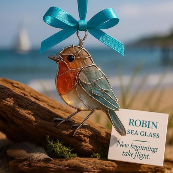 SeekLGT Stained Glass Style Bird Ornaments with Meaning Cards Colorful Window Hanging Suncatchers Ribbon Hanger for Christmas Tree Home Decor Gift