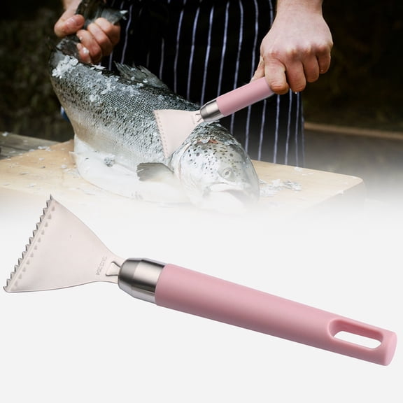 SeekLGT Stainless Steel Fish Scaler, 7.48 Inch Manual Fish Descaler Tool with Ergonomic Handle for Efficient Seafood Cleaning in Home Kitchen and Outdoor