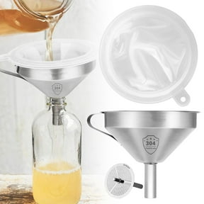 SeekLGT Stainless Steel Kitchen Funnel with 1 Mesh Strainers for Transferring Liquids Oils Making Jam Durable Conical Kitchen Tool