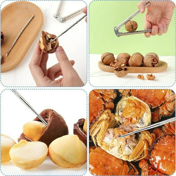 SeekLGT Stainless Steel Nut Cracker Classic Design with Picks Heavy Duty Metal Cracker Tool for Walnuts Pecans Brazil Nuts Easy Grip Teeth Dishwasher Safe