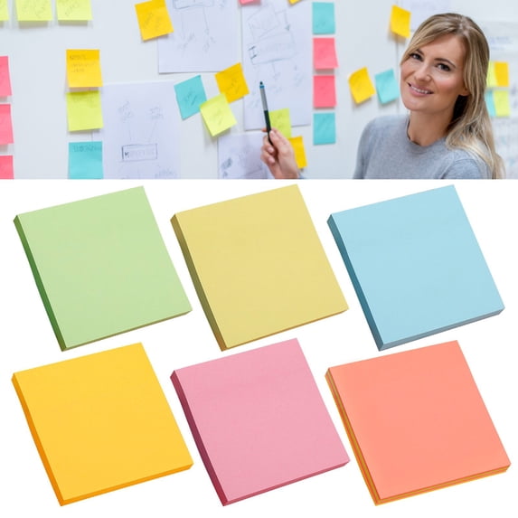 SeekLGT Sticky Yellow Notes 3x3 Inches Bright Colors Super Sticky Memo Pads Tearable Paper Note Pads for Office Home and Reminders