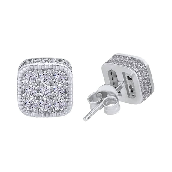 SeekLGT Stud Earrings for Men Real Gold Plated Iced Out Earrings 5A Cubic Zirconia 925 Sterling Silver Studs Brilliant Hip Hop Jewelry