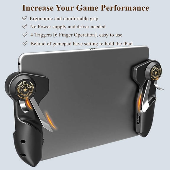 SeekLGT Tablet Controller Mobile Gamepad 4 Triggers 6 Finger Operation Sensitive Gaming Grip Compatible With iOS Android Tablets