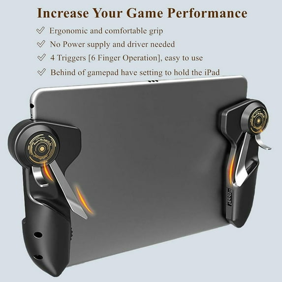 SeekLGT Tablet Controller Mobile Gamepad 4 Triggers 6 Finger Operation Sensitive Gaming Grip Compatible With iOS Android Tablets
