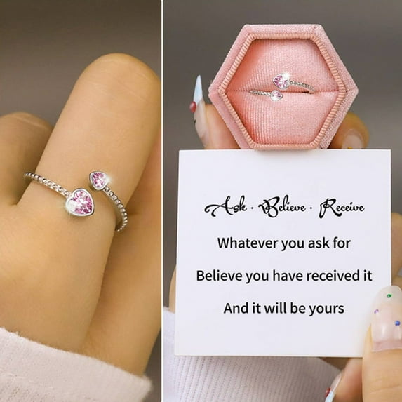 SeekLGT Twelve Birthstones Rotating Rhinestone Ring Adjustable Minimalist Crystal Jewelry Birthday Gift for Women and Loved Ones