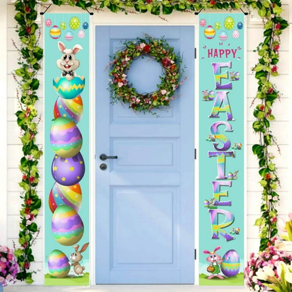 SeekLGT Valentine Porch Sign Kit 2 Piece Pre-Strung Love XOXO Welcome Banners Durable Polyester Front Door Valentine’s Day Decorations