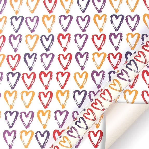 SeekLGT Valentine Wrapping Paper Jumbo Sheets 30x121 Inch Folded Red Pink Heart Love Gift Wrap with Tags for Birthday Anniversary Party