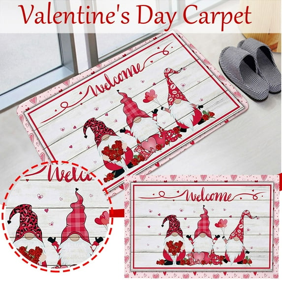 SeekLGT Valentine’s Day Area Rug 24x35 Inch Red Pink Heart Love Living Room Mat Non Slip Soft Bedroom Carpet Romantic Holiday Home Decor