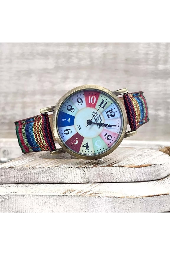 Women's Rainbow Watch Multicolor Boho Festival Jewelry Gift for Her Sister Birthday Christmas Stylish Accessory