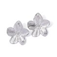 thumbnail image 1 of SeekLGT Womens Silver Studs Flower Earrings, Dainty Floral Petals Big Stud Earring Statement Jewelry Birthday Gift for Her Everyday Wear Wedding, 1 Pair, 1 of 9