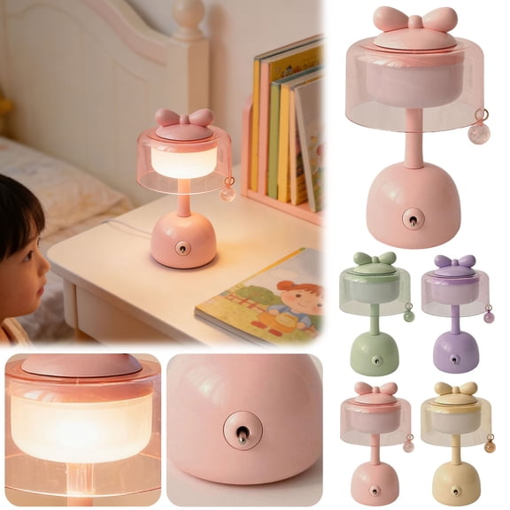 SeekLGT Yellow Bow Night Light USB Rechargeable LED Retro Desk Lamp Dimmable Cute Bowknot Table Lamp for Bedroom Decoration 6.5x3.8in