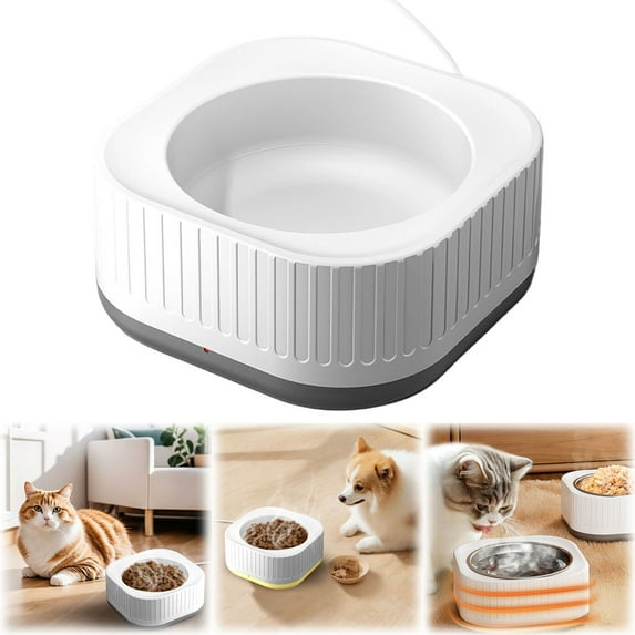 SeekLGTOutdoor Heated Water Bowl with Thermostatic Control Energy Efficient Pet Heated Dish for Winter Cats Dogs and Small Animals