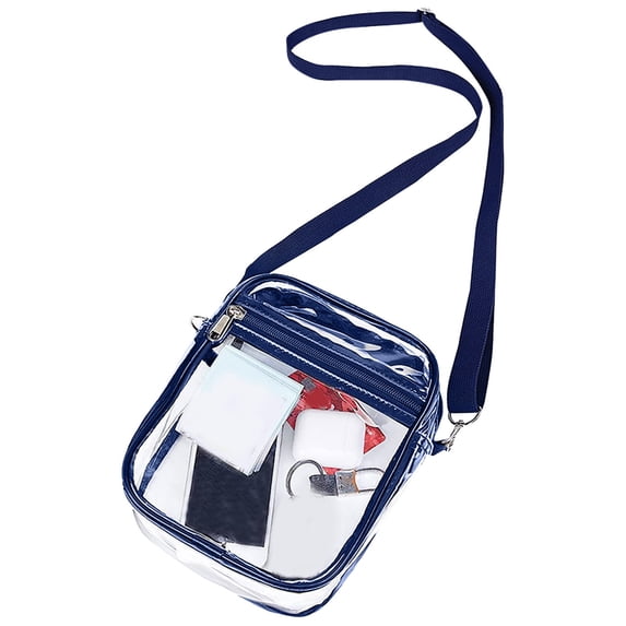 SeekLGTStadium Approved Clear Crossbody Bag Transparent PVC Purse with Adjustable Strap and Front Pocket for Concerts Festivals and Travel