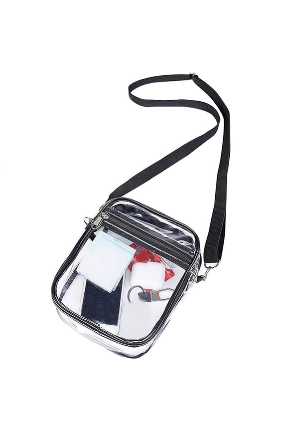 Stadium Approved Clear Crossbody Bag Transparent PVC Purse with Adjustable Strap and Front Pocket for Concerts Festivals and Travel