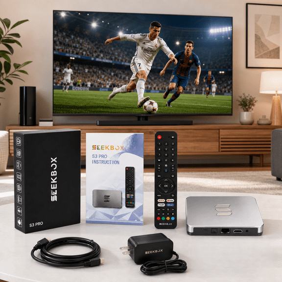 Seekbox 3 Pro Networking Router TV Device, 4GB +64GB, Bluetooth 5.0, Wi-Fi 6,Remote Control, User Manual and Power Cord Lifetime Technical Support