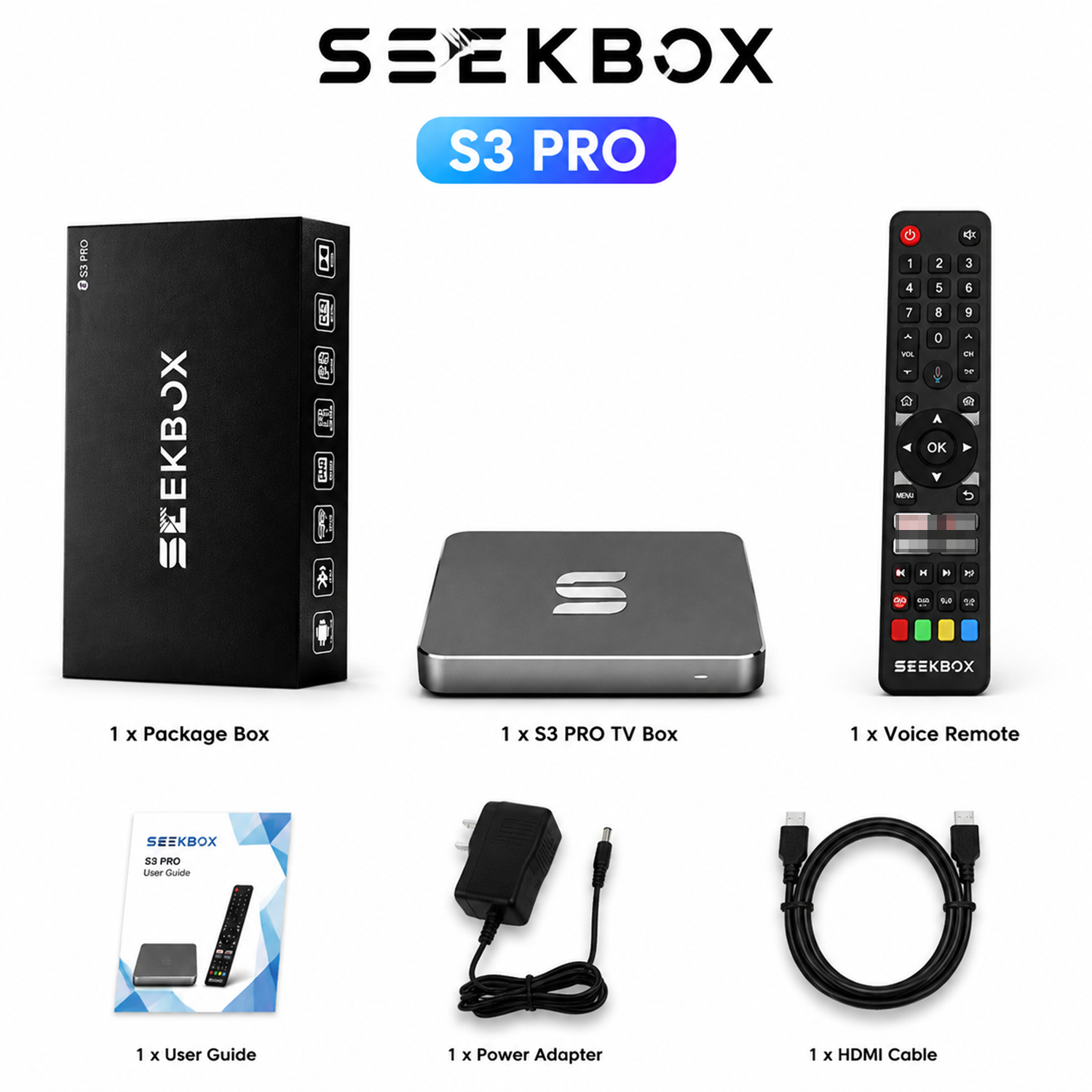 Seekbox 3Pro Android 11 TV Box 4GB RAM 64GB Almacenamiento, 4K HDR WiFi 6 con Control Remoto
