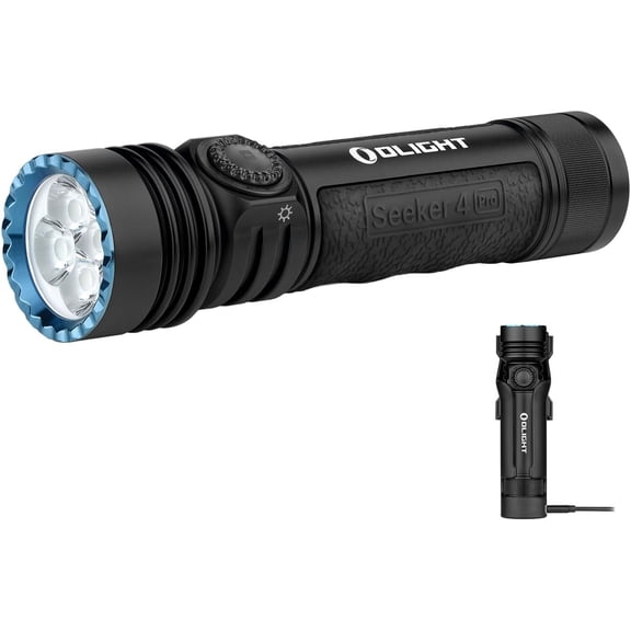 Seeker 4 Pro Rechargeable Flashlights, 4600 Lumens High Powerful Bright Light with USB C Holster, Waterproof IPX8 for Emergencies, Camping, Searching (Matte Black Cool White)