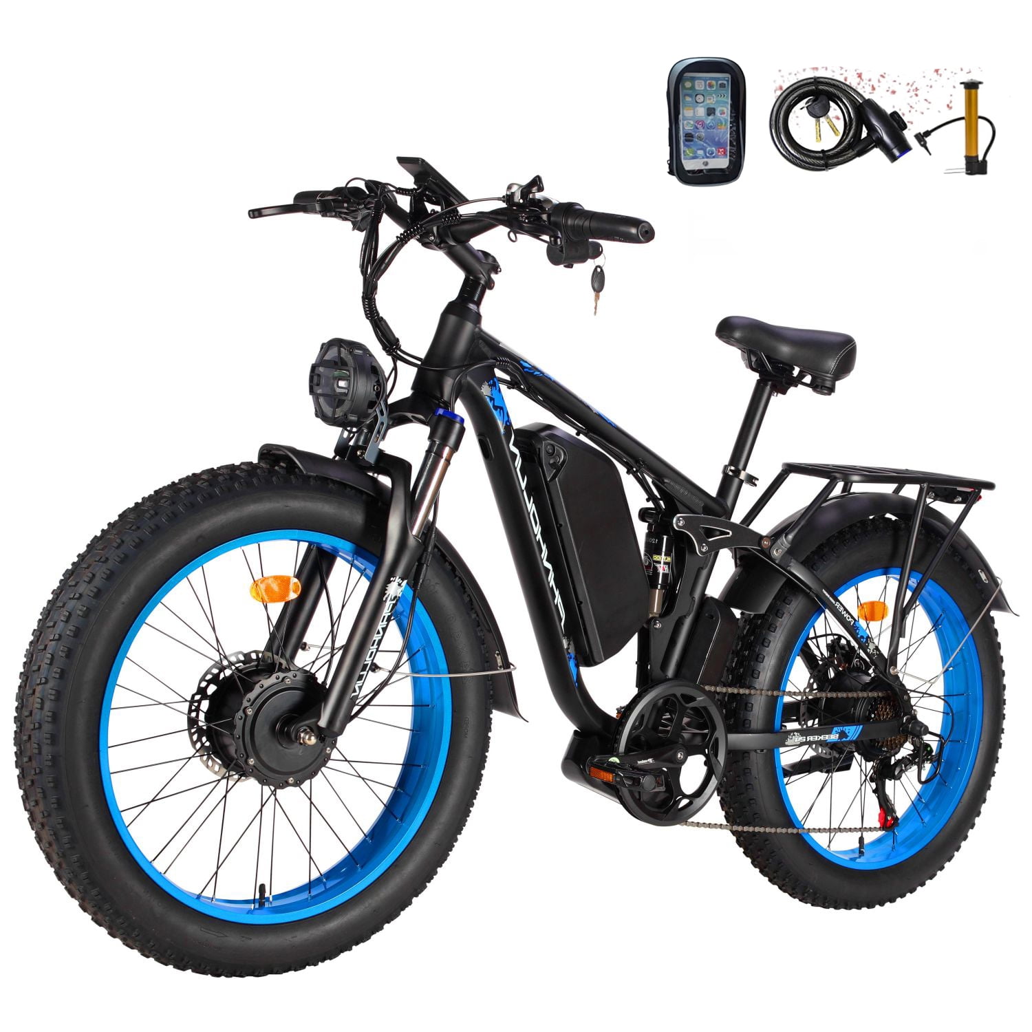 Seeker24 Peak 3000W Dual Motor Electric Mountain Bike for Adults 38MPH 52V 25AH Battery,24 Inch Tire All Terrain Ebikes 7-Speed Gear,UL2849