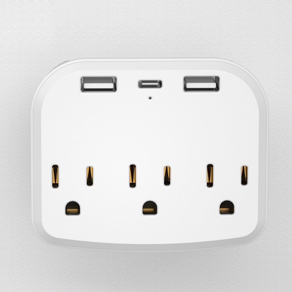 Seekfunning 3 Outlet Multi Plug Wall Adapter with 2 USB Outlet