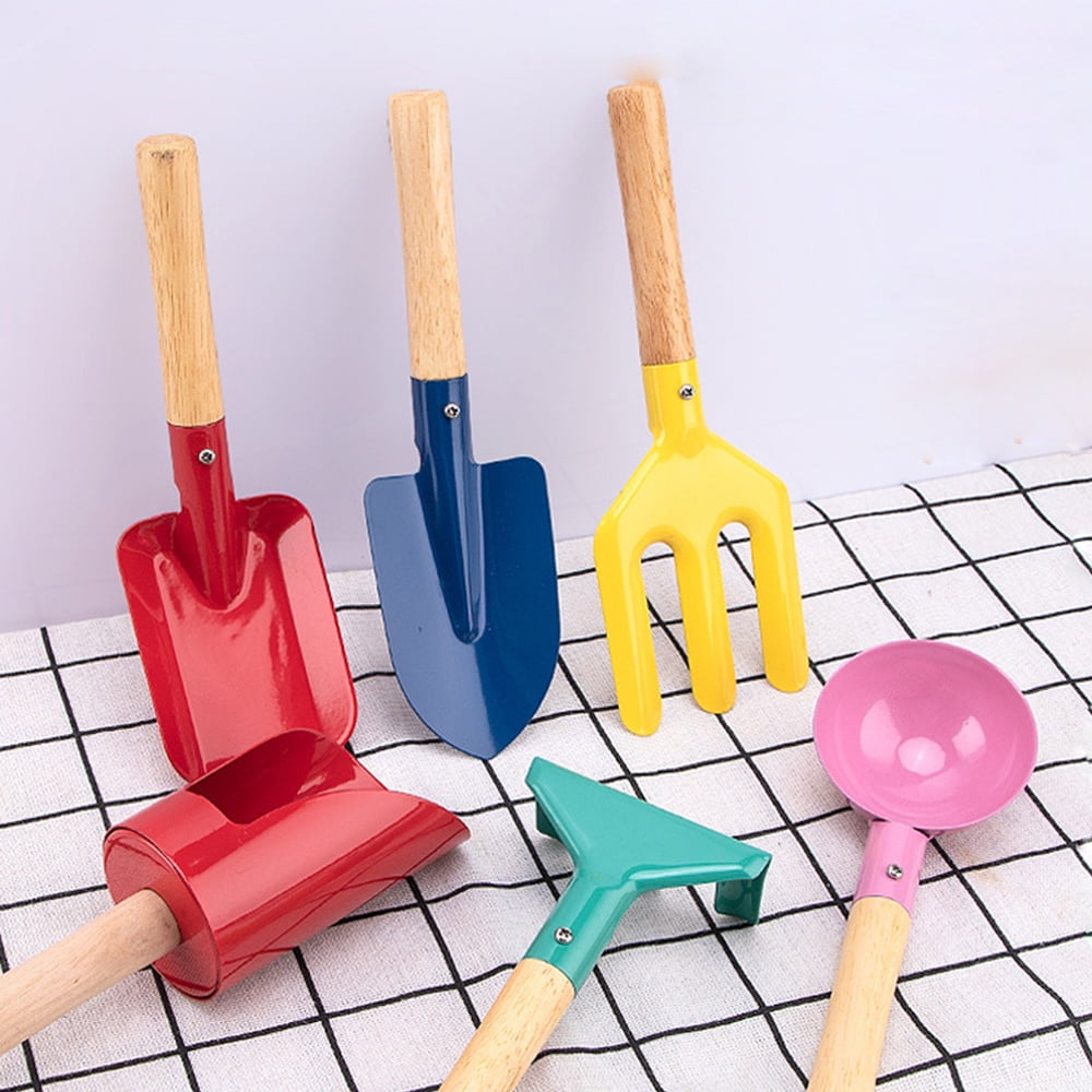 Seekfunning 5PC Gardening Tools Set for Kids, Outdoor Iron Tools for