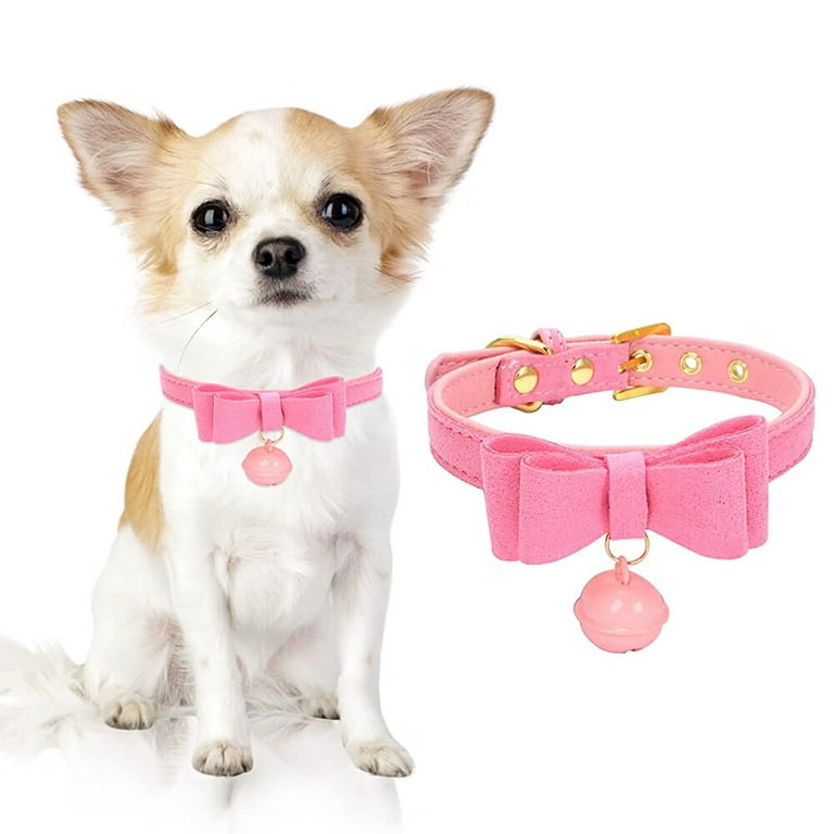 Seekfunning Collar Dog Collar with Bowtie for Small Dogs Extra Small Dog Collar with Bell 1 Pack XSmall Dog Collar Female Pet Puppy Leather Collars Walmart