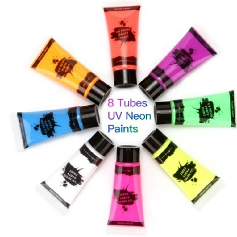 UV Glow Neon Face Paint Body Paint 10ml - Set of 8 - Fluorescent