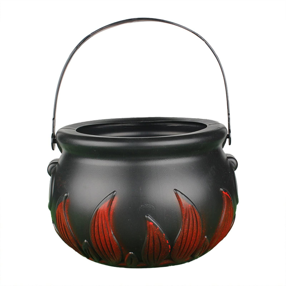 Seekfunning Halloween Witch Cauldron Handheld Plastic Flame Barrel Black Cauldron Halloween