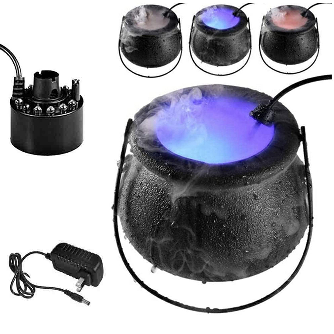 Seekfunning Halloween Witch Cauldron Pot with 12LEDs Color Changing