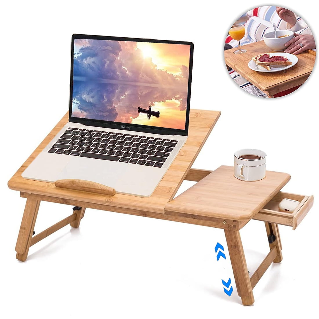 Seekfunning Laptop Desk Tray, Breakfast Serving Bed Tray, Computer