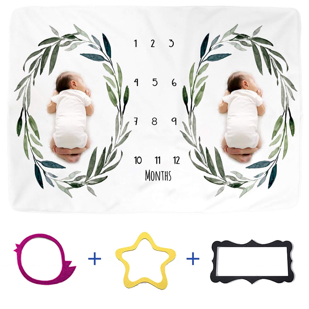 Seekfunning Premium Fleece Twins Baby Monthly Milestone Baby Blanket