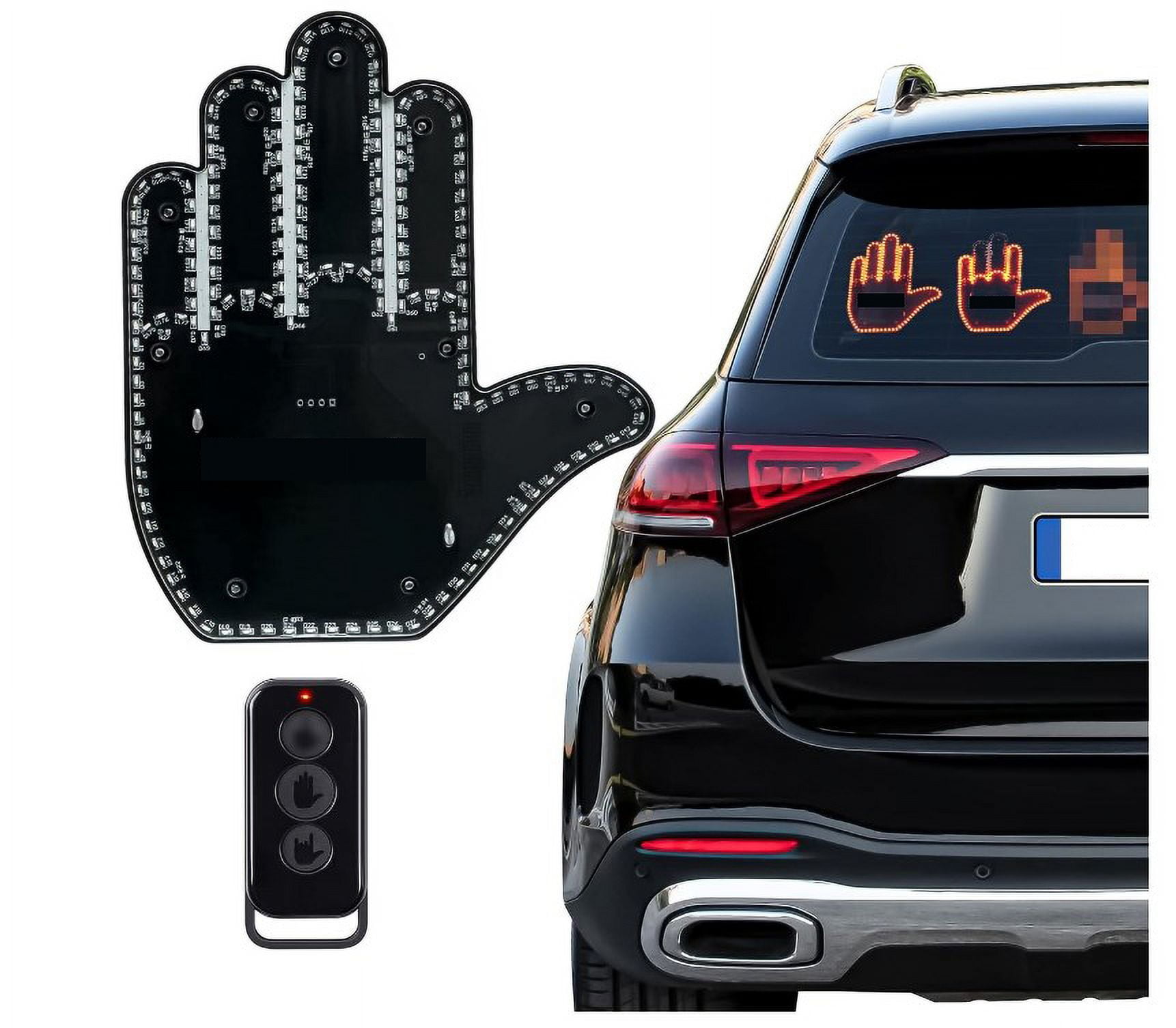 Finger Car Light with Remote, Funny Gesture Finger Light LED Car Back  Window Sign, Road Rage Led Sign for Car, SUV, Truck