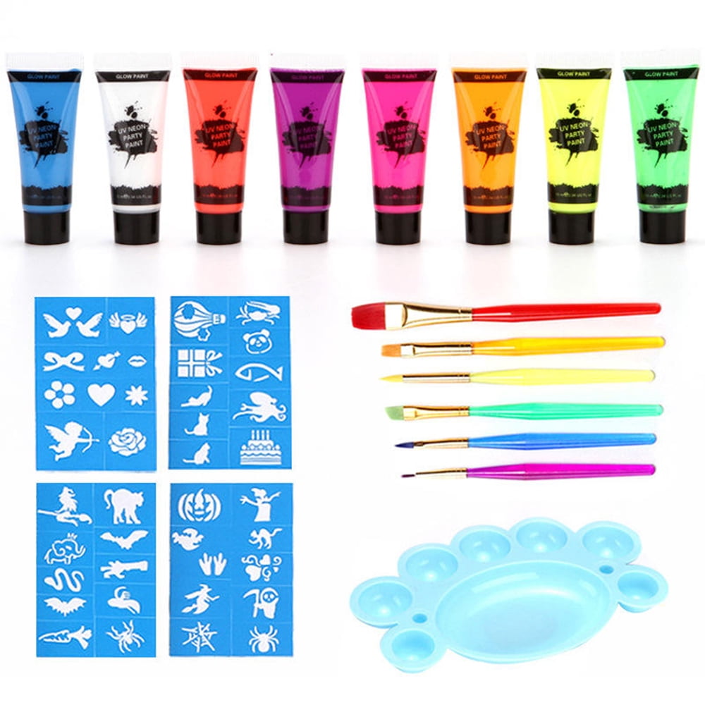 Seekfunning UV Glow Blacklight Neon Face and Body Paint, 8 Tubes 0.34oz ...