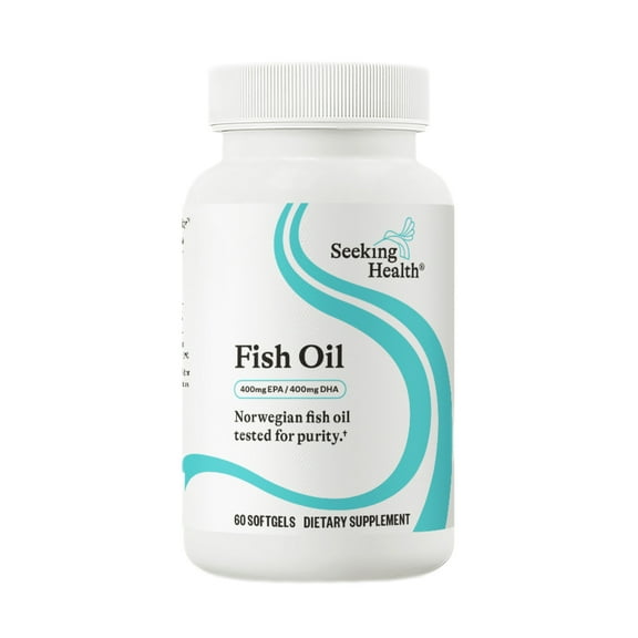 Seeking Health Fish Oil 400mg EPA / 400mg DHA Norwegian fish oil tested for purity. 60 Softgels