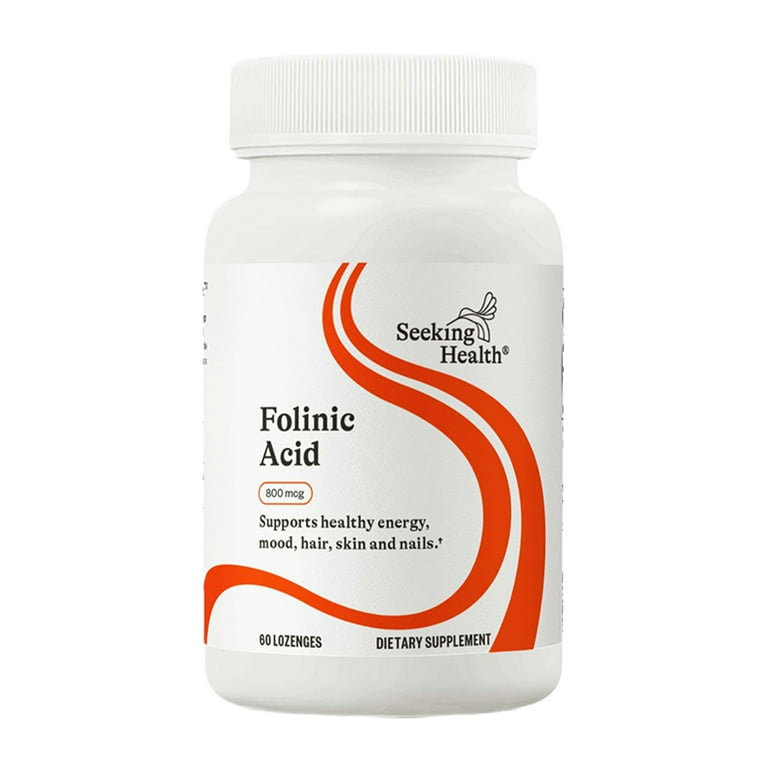 Seeking Health Folinic Acid Lozenge, 800 mcg Folate, Non-Methylated, 60  Count - Walmart.com
