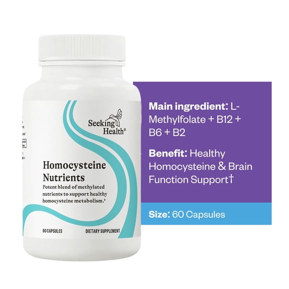 Seeking Health Homocysteine Nutrients - Supplement Formula with L-Methylfolate & Vitamin B12, B6 & B2 - Supports Healthy Cognition & Brain Function - Aids Homocysteine Metabolism - 60 Capsules