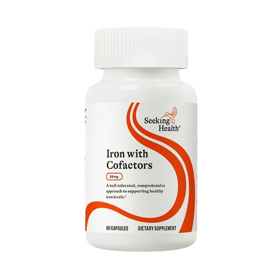 Seeking Health Iron with Cofactors, as Ferrochel Ferrous Bisglycinate, Vitamin A and C Cofactors, Digestive Enzymes for Optimal Iron Absorption, Vegan and Vegetarian (90 Capsules)*