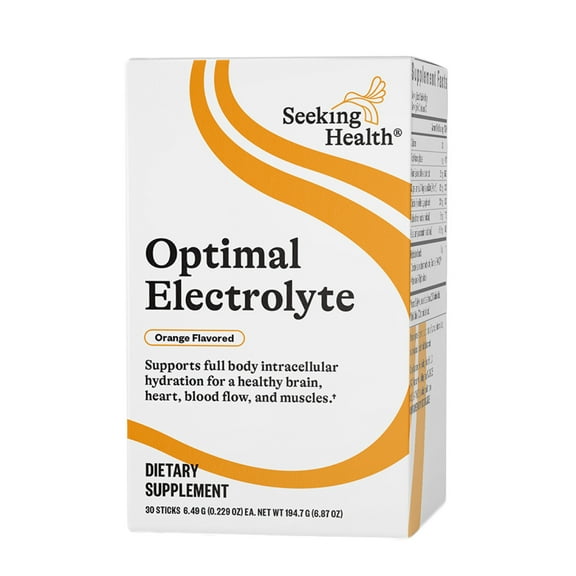 Seeking Health Optimal Electrolyte Sticks - Electrolyte Drink for Hydration, Heart & Muscle Recovery Support - Supports Active Lifestyle - Vegan, Gluten-Free & Non-GMO - Orange Flavor, 30 Sticks