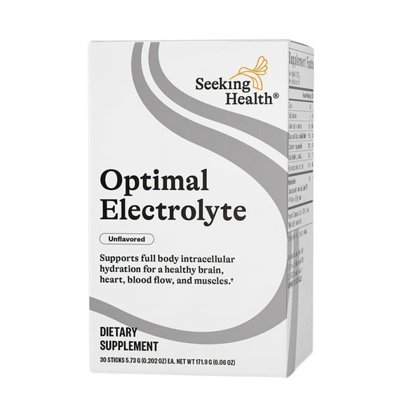 Seeking Health Optimal Electrolyte Sticks - Electrolyte Drink for Hydration, Heart & Muscle Recovery Support - Supports Active Lifestyle - Vegan, Gluten-Free & Non-GMO - Unflavored, 30 Sticks